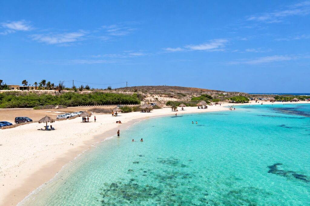 Águas cristalinas da Baby Beach, em Aruba